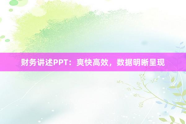 财务讲述PPT：爽快高效，数据明晰呈现